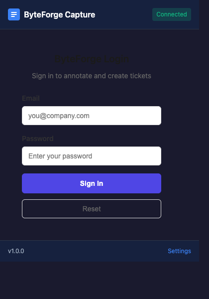 ByteForge Capture popup